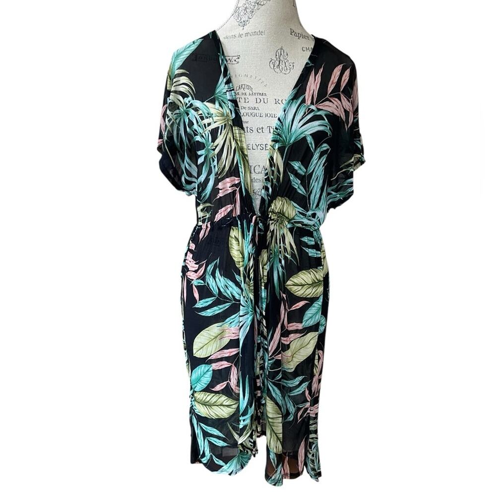 Lashe Women’s Swim Coverup Floral Black Size Large EUC